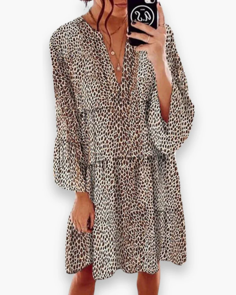 Damen Elegantes Leoparden Kleid | Knielang Sommer - Image 2