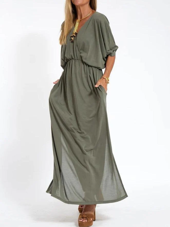 Damen elegantes Maxikleid mit seitlichem Schlitz und flexiblem Taillenbund - Image 11