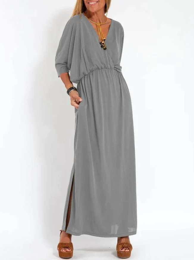 Damen elegantes Maxikleid mit seitlichem Schlitz und flexiblem Taillenbund - Image 12