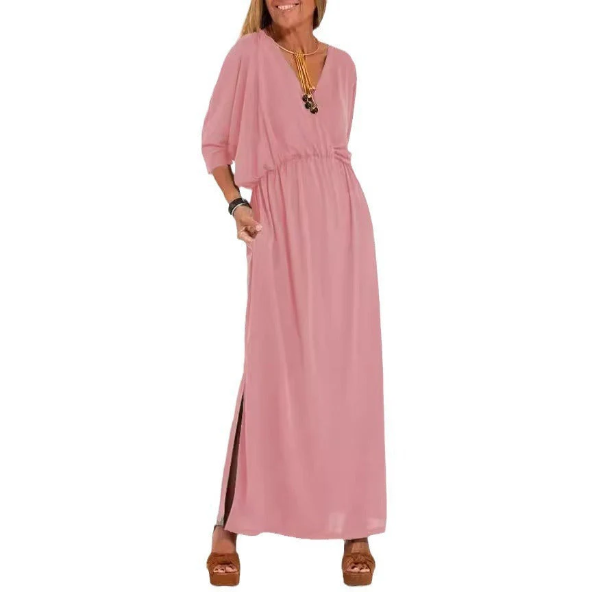 Damen elegantes Maxikleid mit seitlichem Schlitz und flexiblem Taillenbund - Image 13
