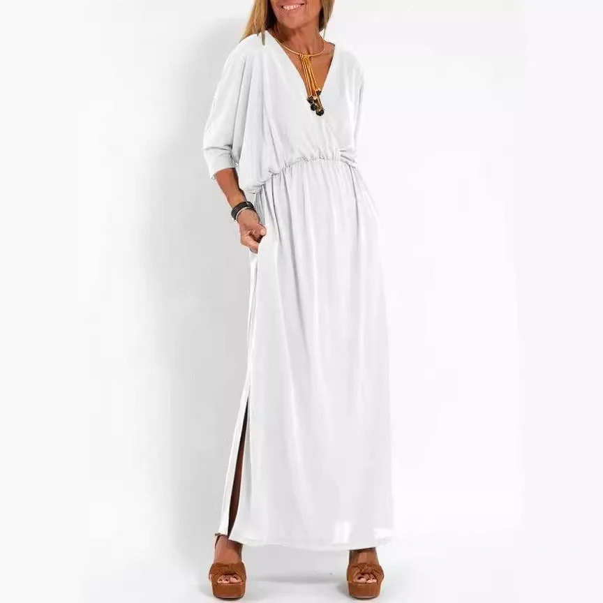 Damen elegantes Maxikleid mit seitlichem Schlitz und flexiblem Taillenbund - Image 5