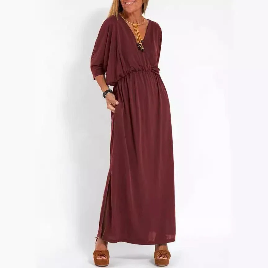 Damen elegantes Maxikleid mit seitlichem Schlitz und flexiblem Taillenbund - Image 7