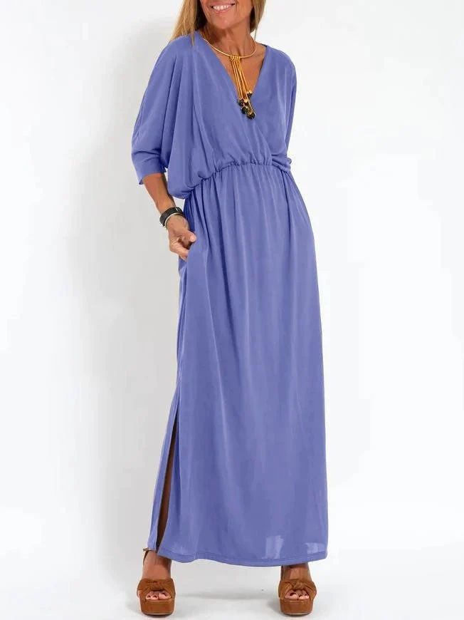 Damen elegantes Maxikleid mit seitlichem Schlitz und flexiblem Taillenbund - Image 9