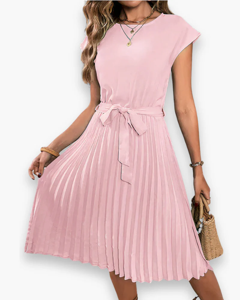 Damen Elegantes Plissee Kleid | Taille Schleife - Image 7
