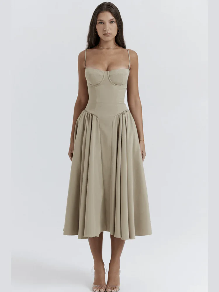 Damen elegantes Taillenformendes Sommerkleid | Midi - Image 12