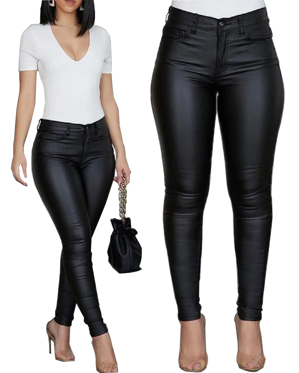 Damen figurbetonte High-Waist Hose - Image 6