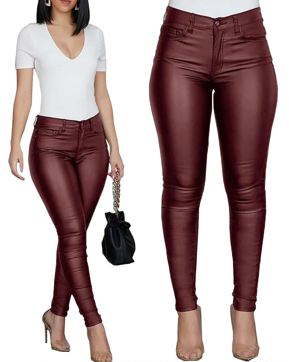 Damen figurbetonte High-Waist Hose - Image 7