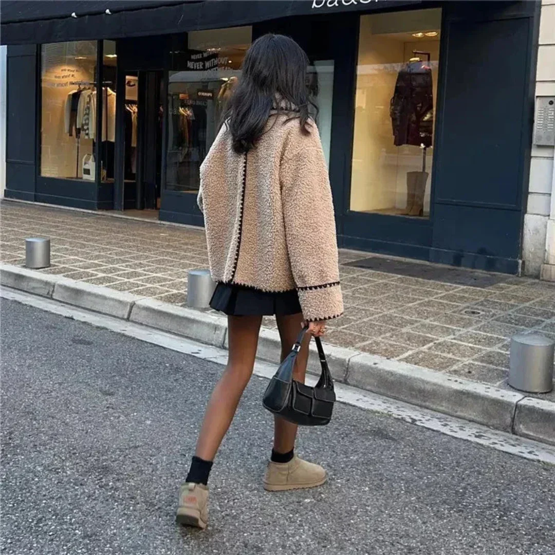 Damen Flauschige Fleecejacke