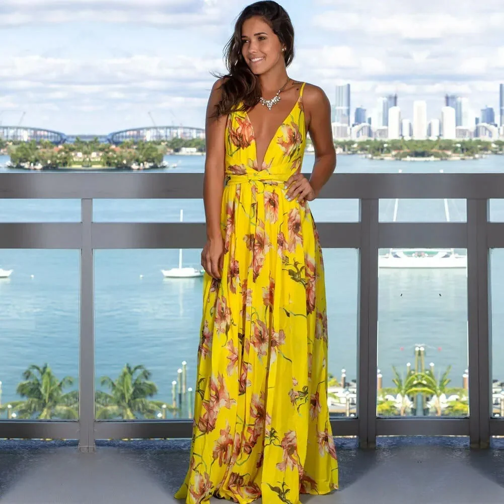 Damen Floral Boho Maxi Sommerkleid - Image 16