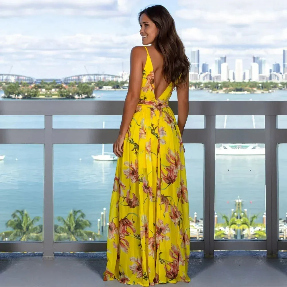 Damen Floral Boho Maxi Sommerkleid - Image 2