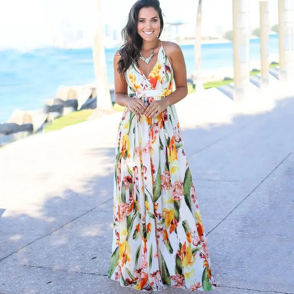 Damen Floral Boho Maxi Sommerkleid - Image 4