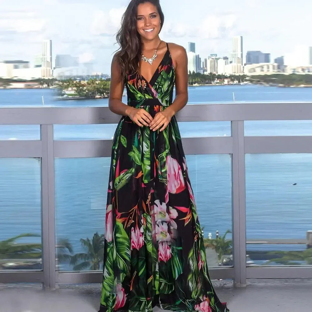 Damen Floral Boho Maxi Sommerkleid - Image 5