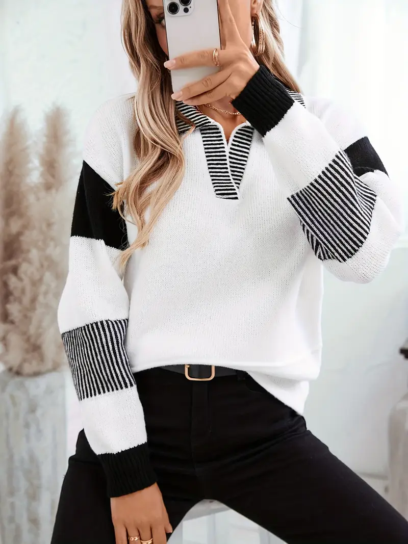 Damen FREIZEIT STRICKPULLOVER | MODERNER FARBMIX, KOMFORTABEL, STILVOLL - Image 4
