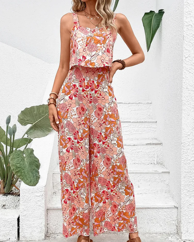 Damen Geblümter Ärmelloser Jumpsuit | Weites Bein - Image 3