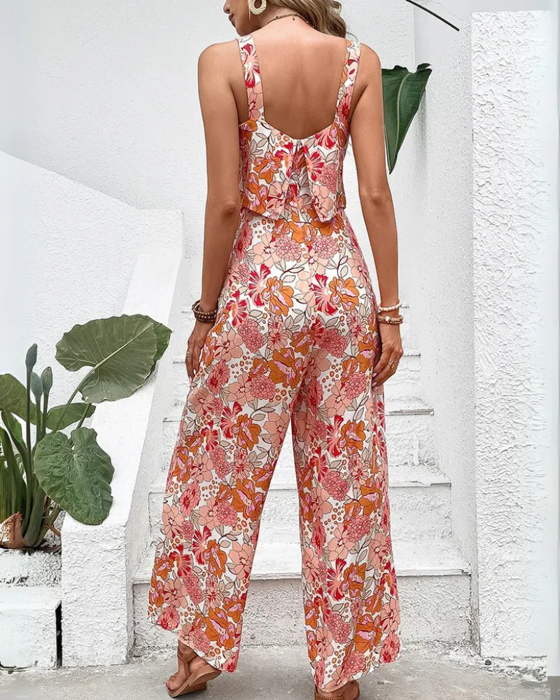Damen Geblümter Ärmelloser Jumpsuit | Weites Bein - Image 4