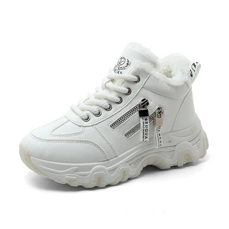 Damen gefütterte High-Top Sneakers mit modischem Design und praktischen Reißverschlussdetails - Image 4