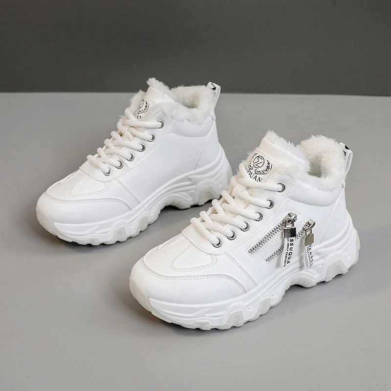 Damen gefütterte High-Top Sneakers mit modischem Design und praktischen Reißverschlussdetails - Image 5