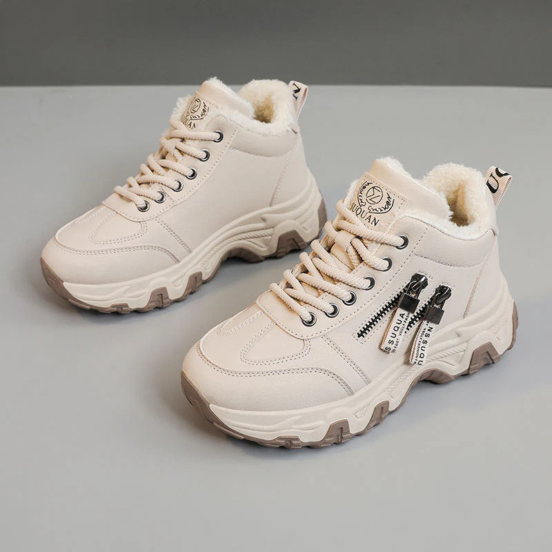Damen gefütterte High-Top Sneakers mit modischem Design und praktischen Reißverschlussdetails - Image 6