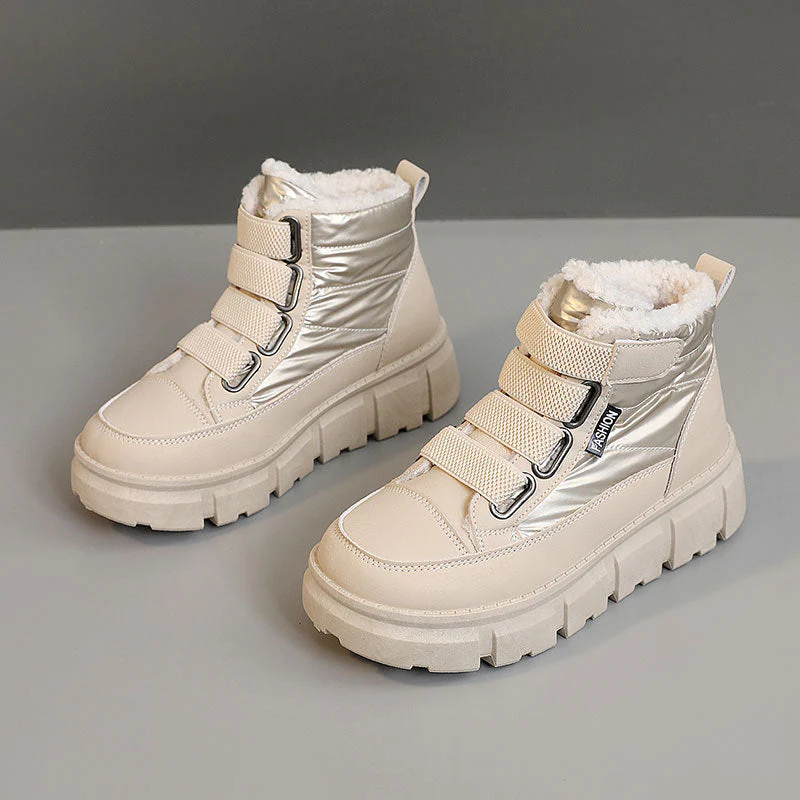 Damen gefütterte Winterstiefel mit robustem Gummi-Profil und verstellbarem Klettverschluss - Image 5