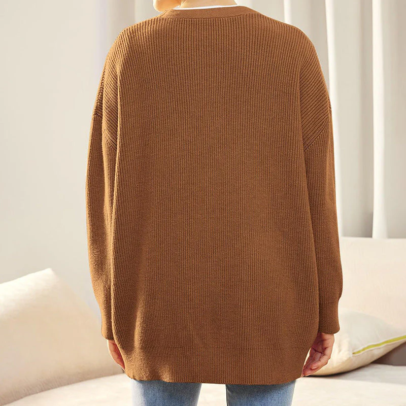 Damen Gerippt Knopf Daunen Strickjacke | Übergröße - Image 7
