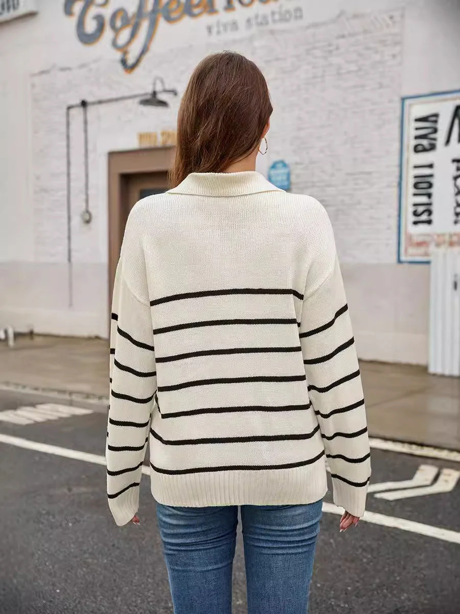 Damen GESTREIFTER PULLOVER | MODERNER STIL, KOMFORTABEL, VIELSEITIG