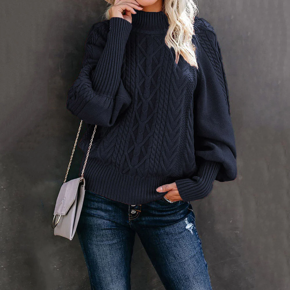 Damen Grobstrickpullover mit Stehkragen und Ballonärmeln - Image 7