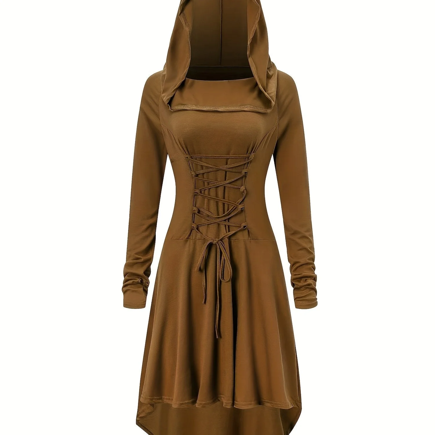 Damen Halloween-Kleid mit Kapuze | Schnürung & Asymmetrischer Saum - Image 2