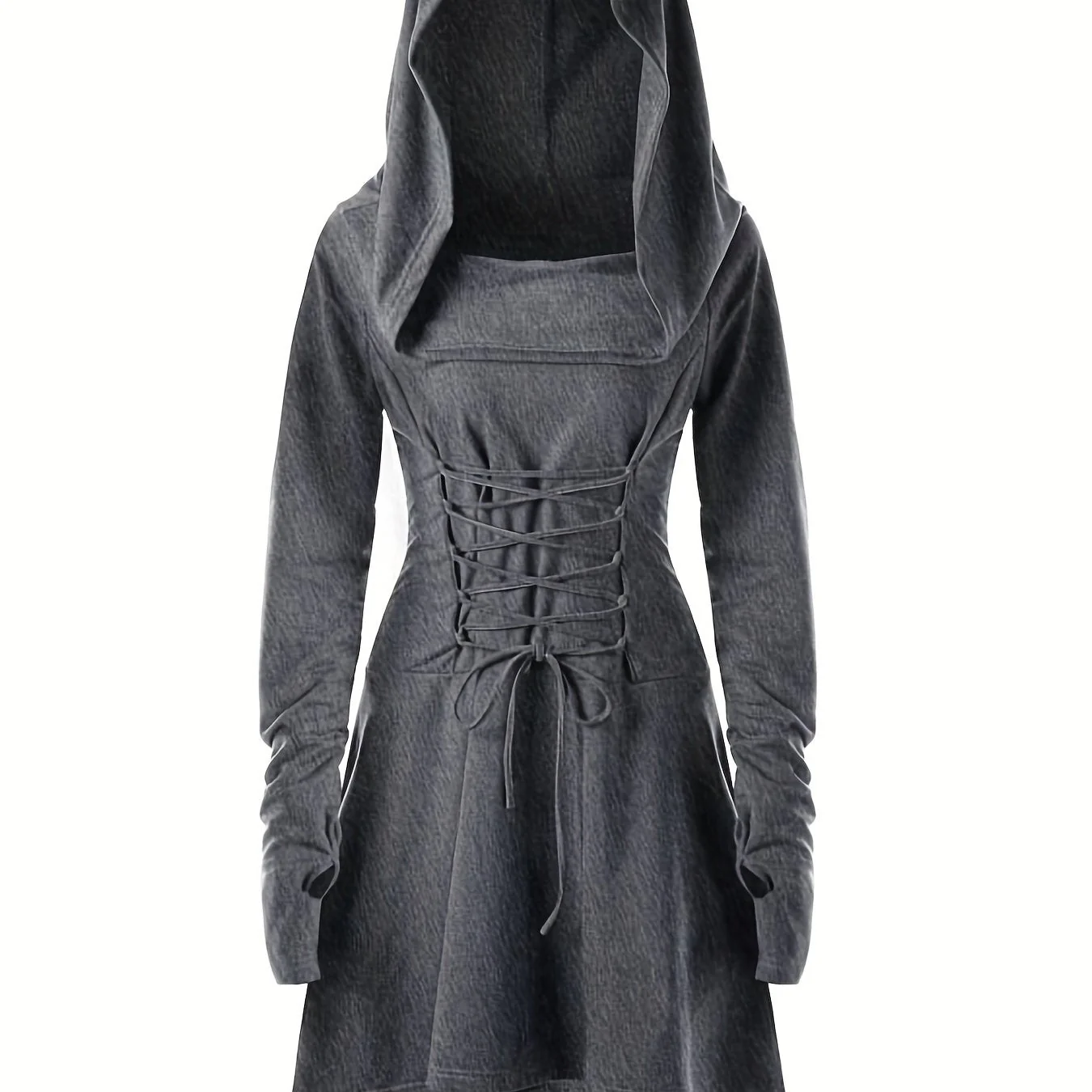 Damen Halloween-Kleid mit Kapuze | Schnürung & Asymmetrischer Saum - Image 7