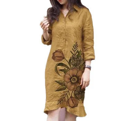 Damen Hemdblusenkleid mit floralen Motiven und tailliertem Schnitt - Image 4