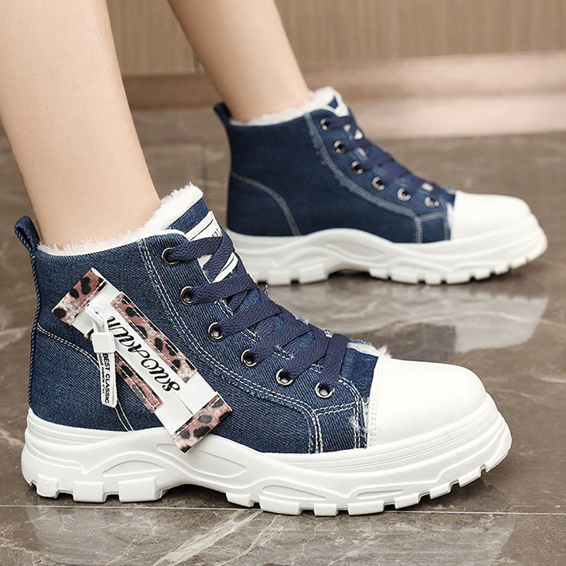 Damen High-Top Sneakers aus robustem Denim mit kuscheligem Fleece-Futter - Image 3