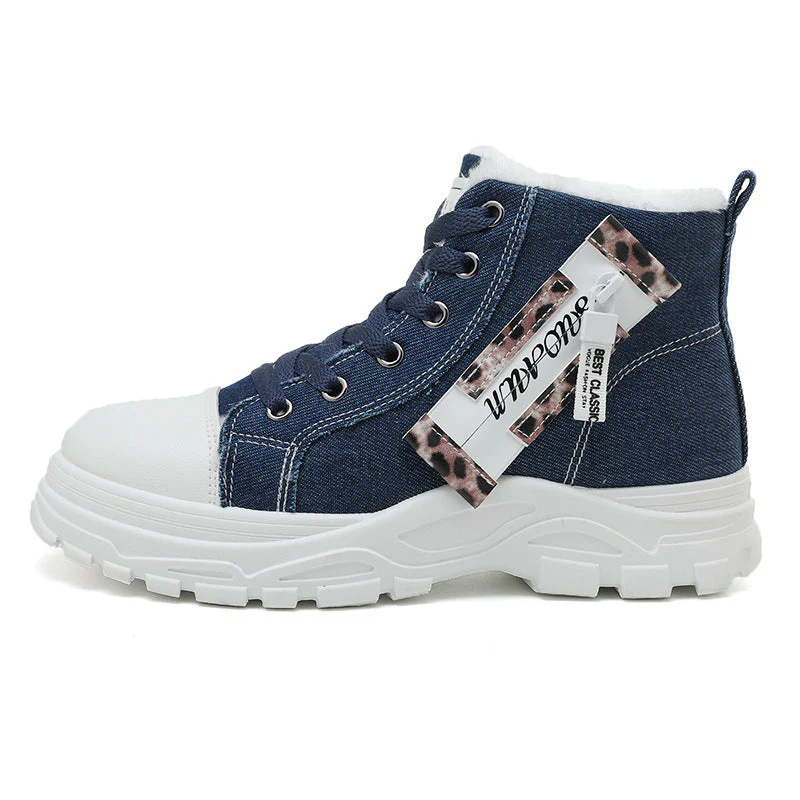 Damen High-Top Sneakers aus robustem Denim mit kuscheligem Fleece-Futter - Image 4