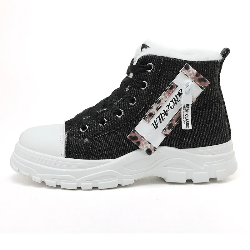 Damen High-Top Sneakers aus robustem Denim mit kuscheligem Fleece-Futter - Image 5