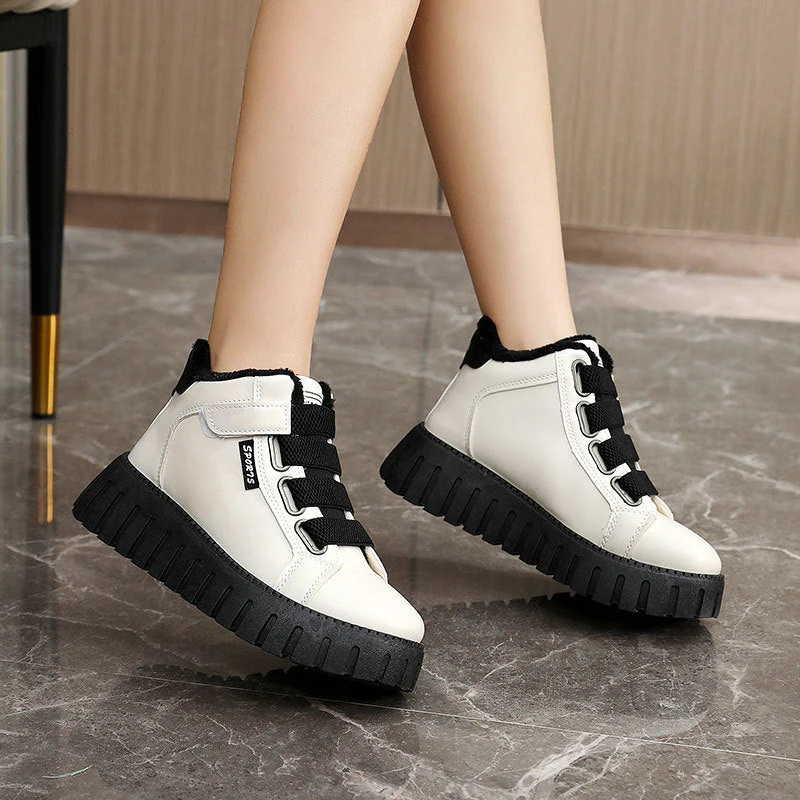 Damen High-Top Sneakers mit flauschigem Innenfutter und rutschfester Sohle - Image 3