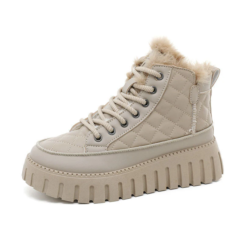 Damen High-Top Sneakers mit luxuriösem Kunstfellkragen und rutschfester Sohle - Image 4
