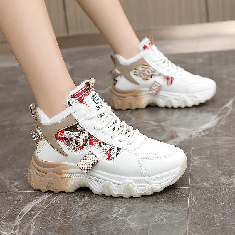 Damen High-Top Sneakers mit wärmendem Fleece und modischem Design - Image 2