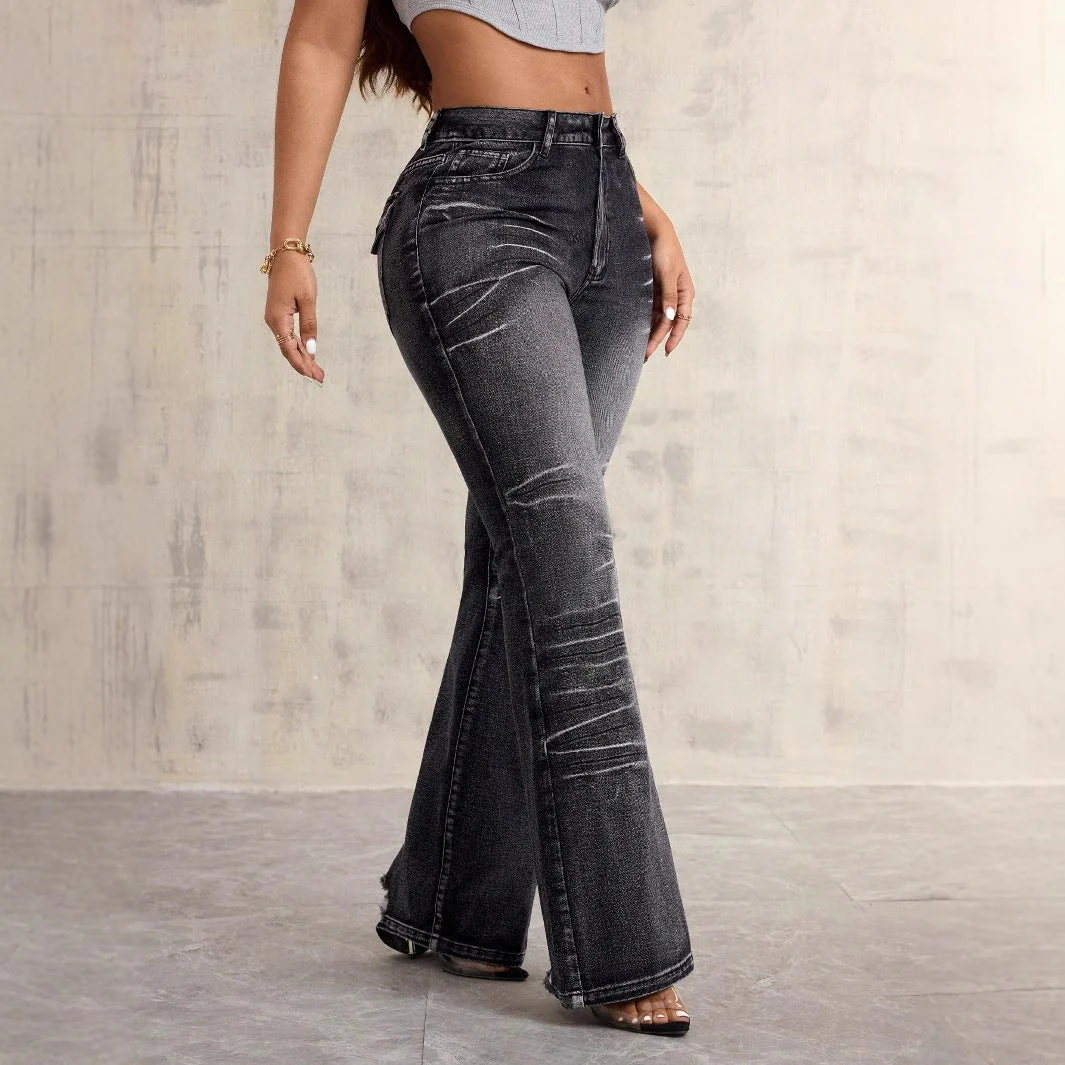 Damen High-Waist Bootcut Jeans mit modischem Used-Look - Image 2