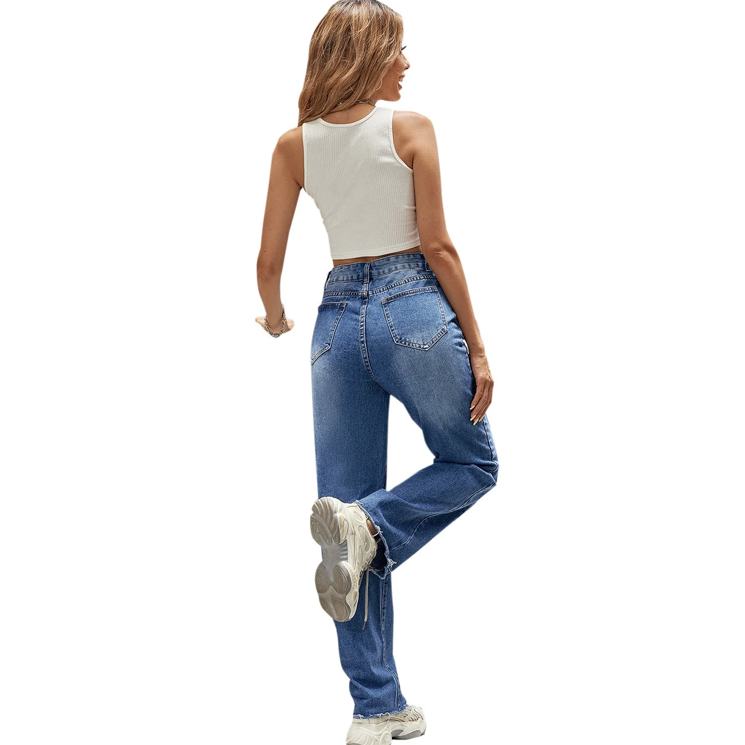 Damen High-Waist Jeans im klassischen Schnitt mit lässigem Bootcut - Image 4