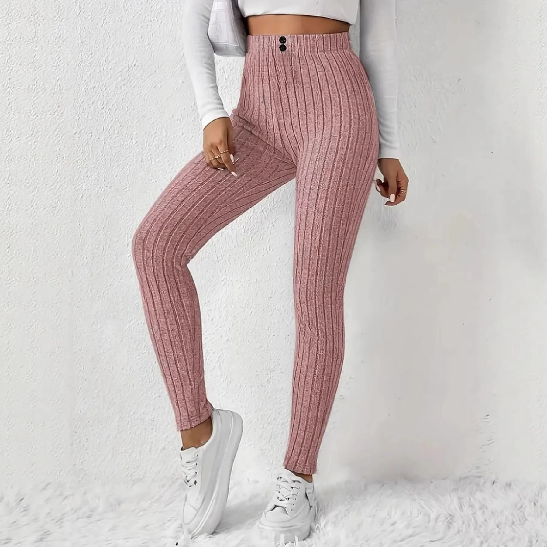 Damen Hochtaillierte Rippstrickleggings - Image 3
