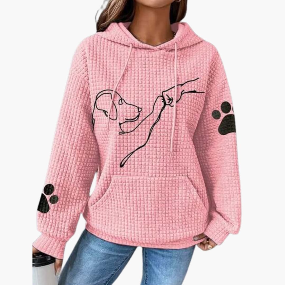 Damen Hoodie mit Hundemotiv und Kängurutasche - Image 2