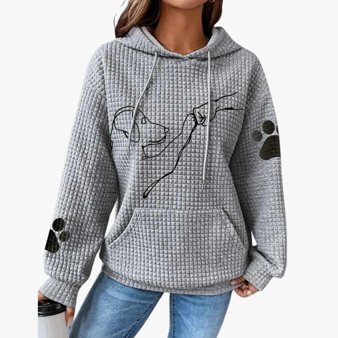 Damen Hoodie mit Hundemotiv und Kängurutasche - Image 3