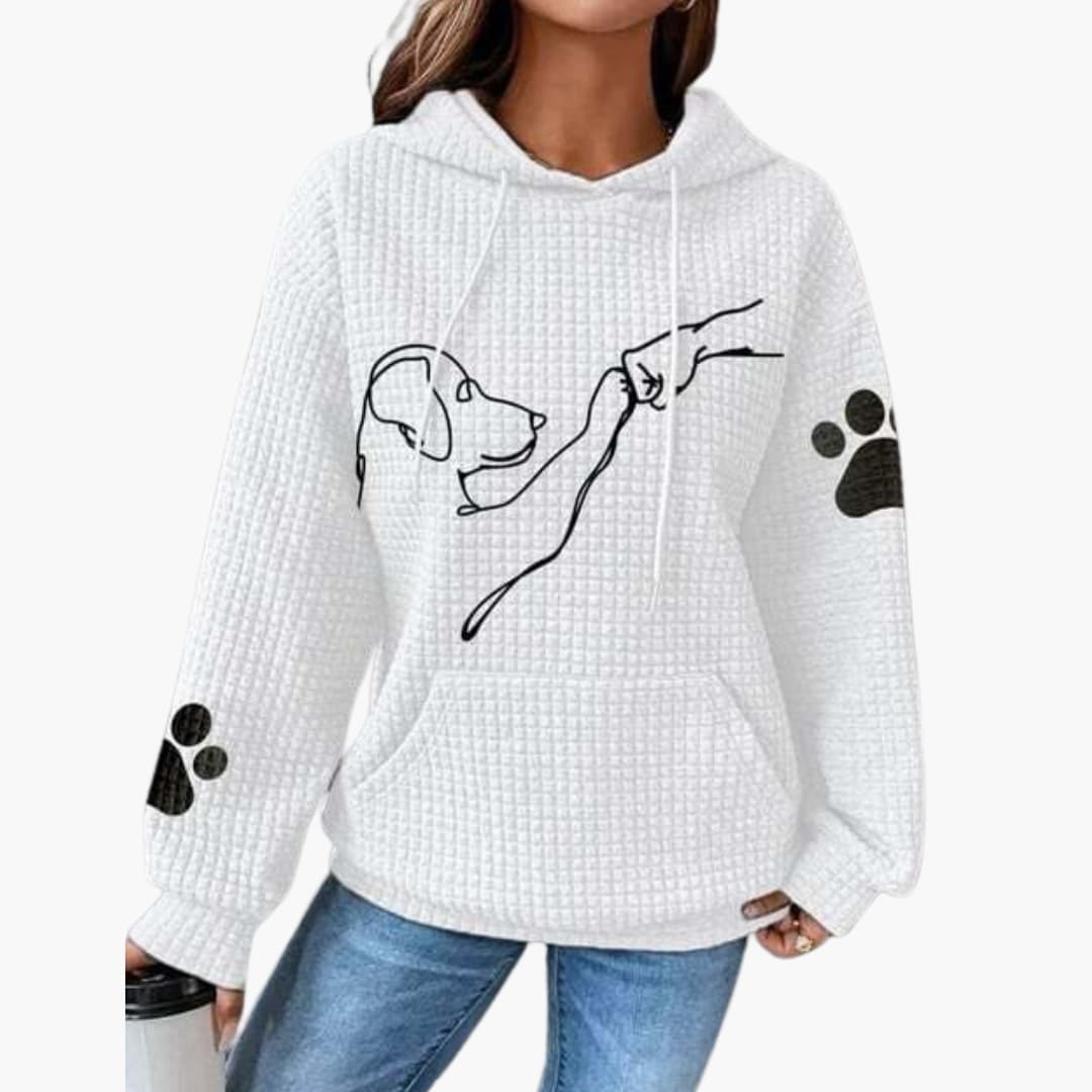 Damen Hoodie mit Hundemotiv und Kängurutasche - Image 5