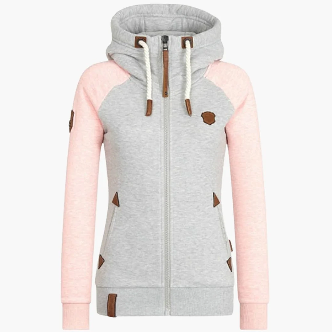 Damen Hoodie mit Reißverschluss und Kordelzug-Kapuze - Image 2