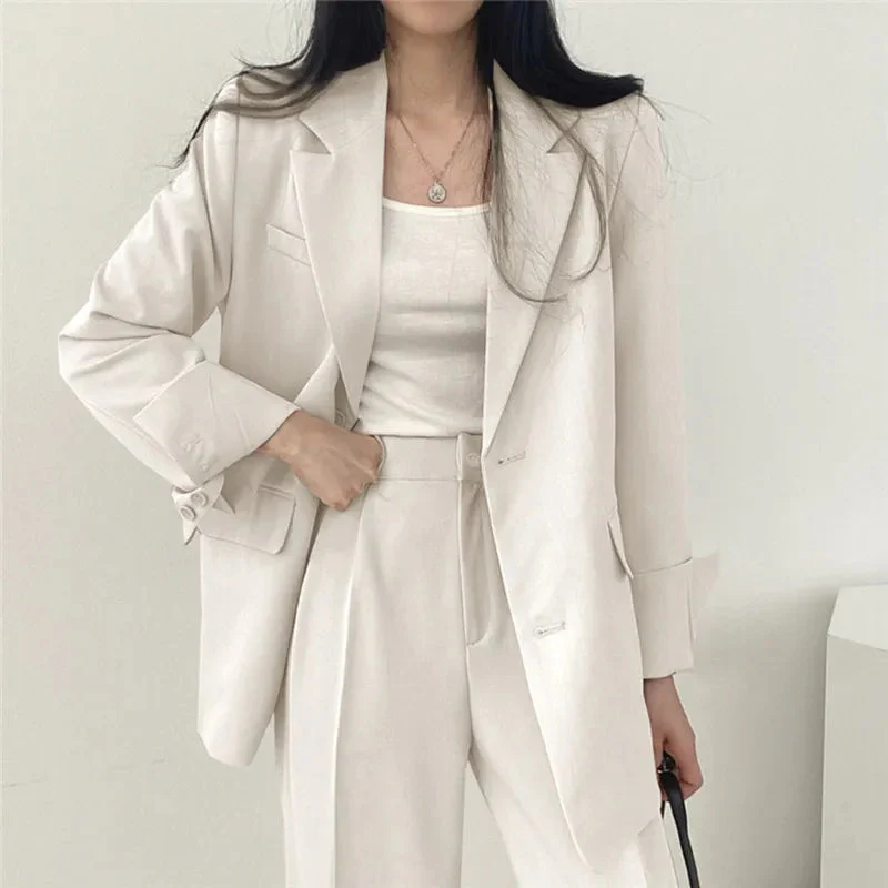 Damen Hosenanzug Loose Fit Blazer Baggy