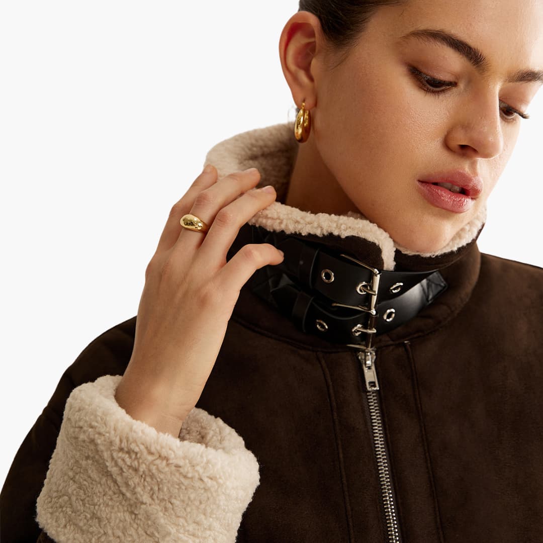 Damen jacke mit breitem Kragen und Reißverschluss - Image 4