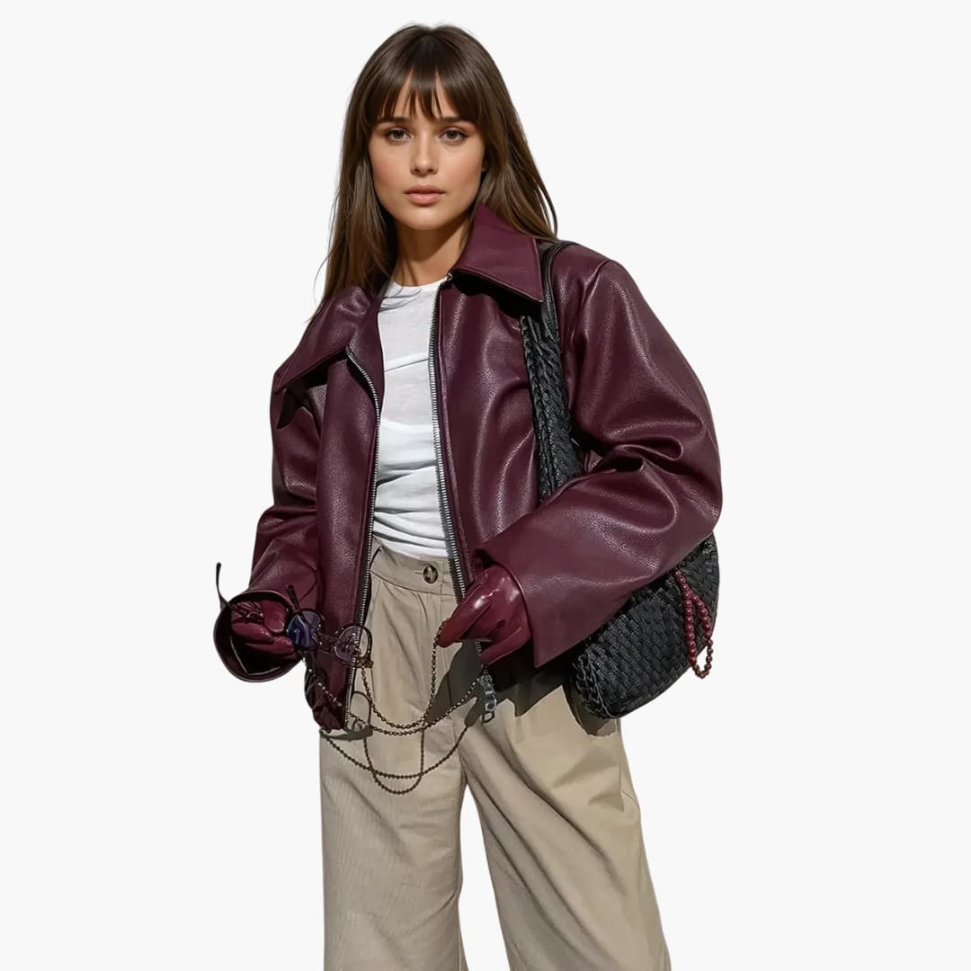 Damen jacke mit Frontreißverschluss und breitem Kragen - Image 2
