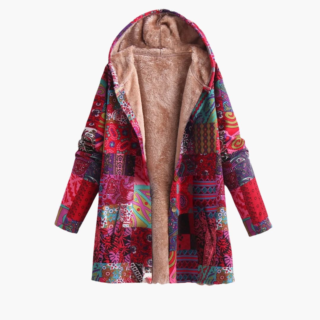 Damen jacke mit Kapuze und bedruckter Oberfläche