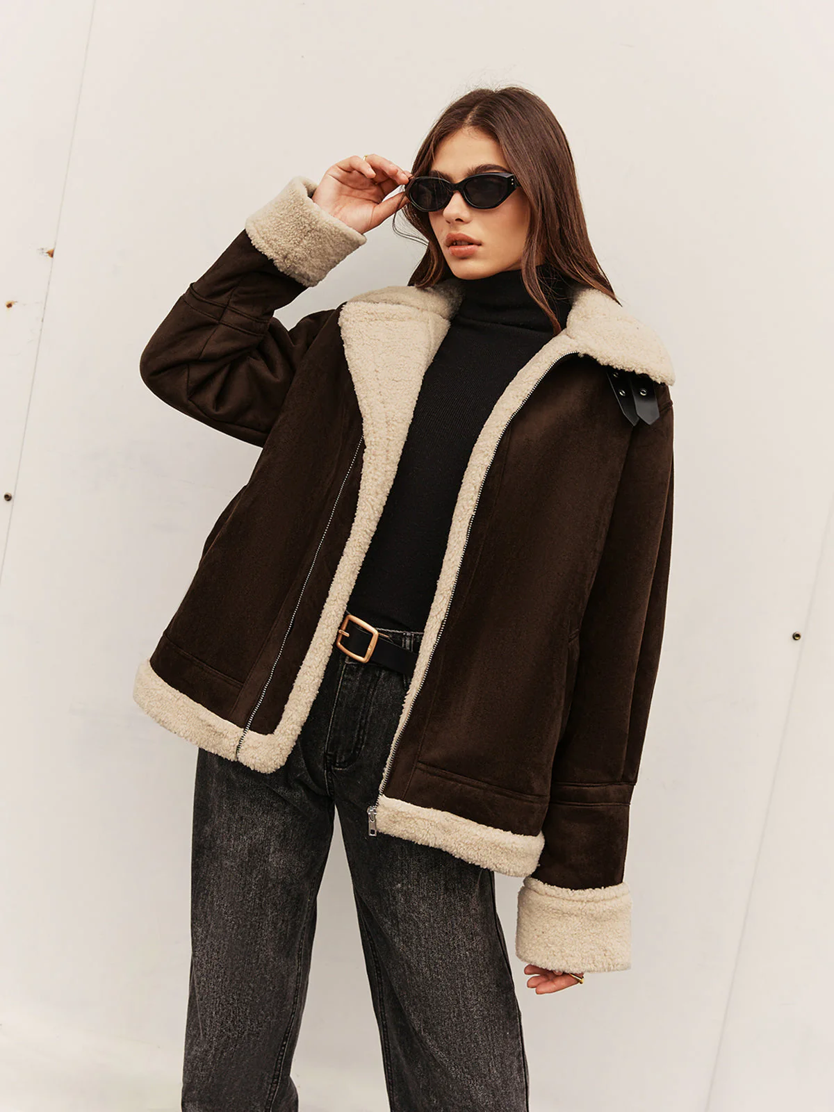 Damen Jahrgang Fleece Jacke | Braun - Image 5