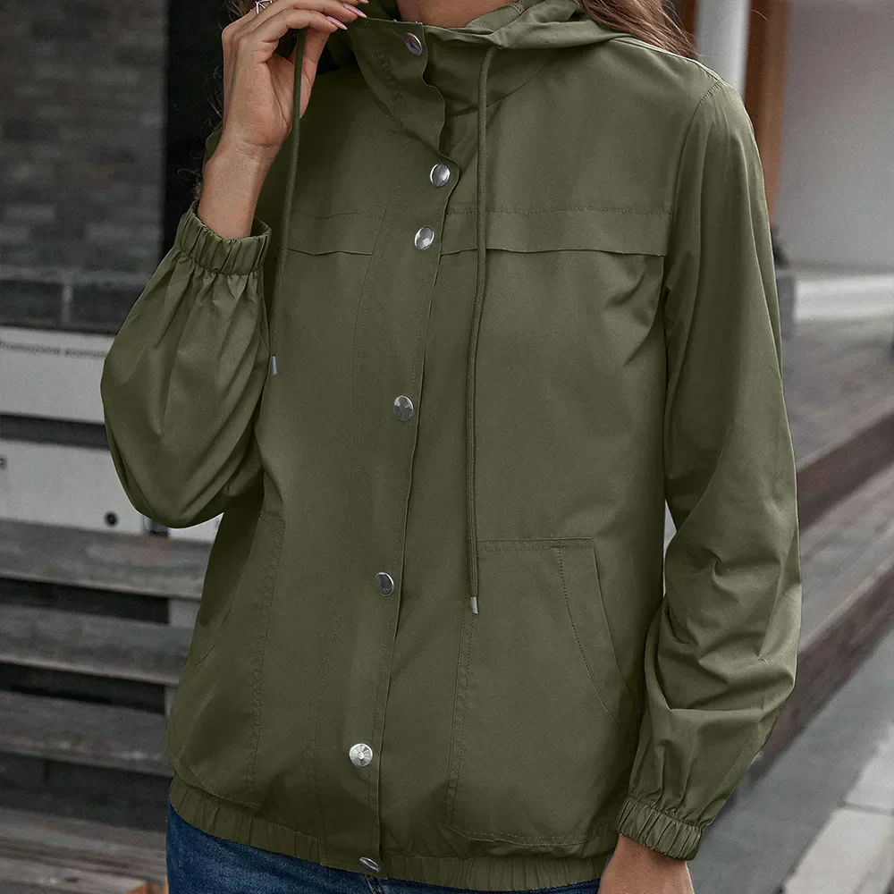 Damen Kapuze Wasserdichter Trenchcoat | Langarm - Image 5