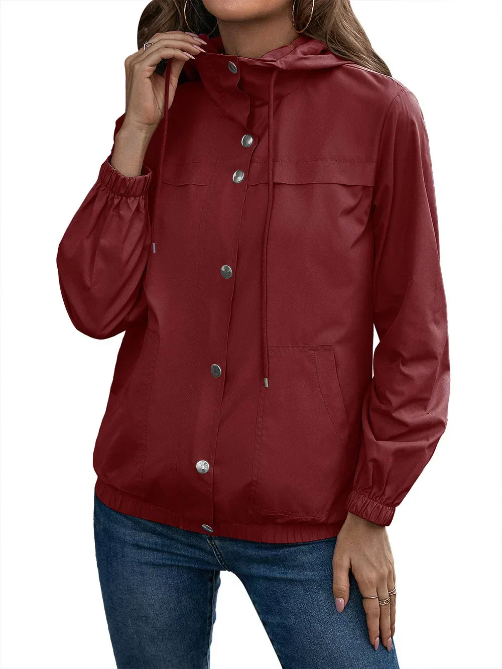 Damen Kapuze Wasserdichter Trenchcoat | Langarm - Image 8