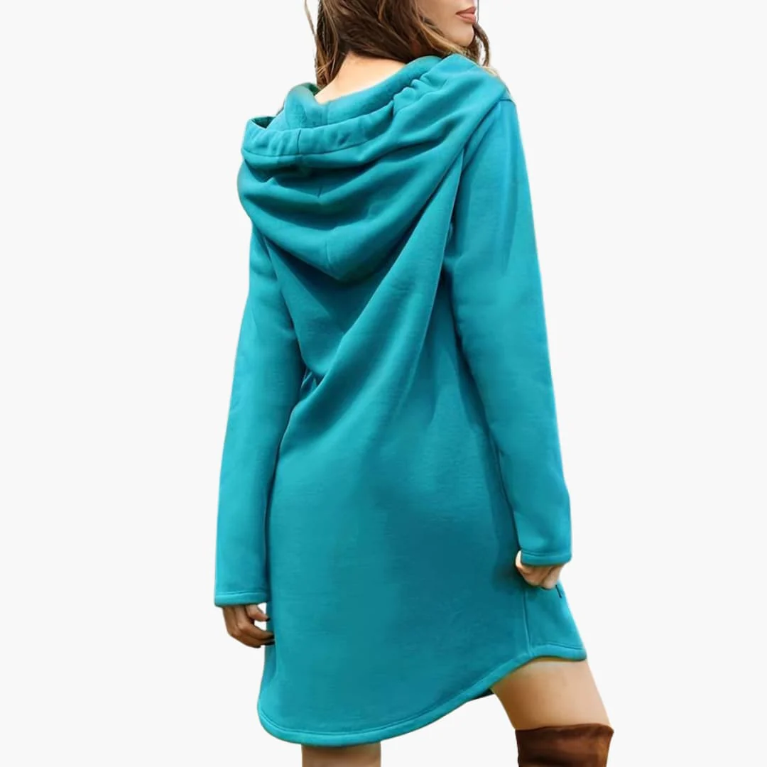 Damen Kapuzen kleid mit Kängurutasche und Kordelzugkapuze - Image 5